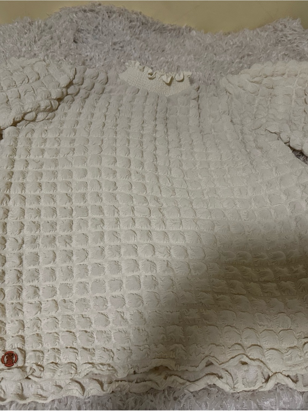 Simply Southern Cream Ruffled Knit Top